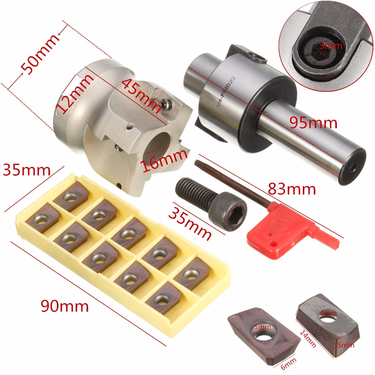 C3/4-FMB22 Shank Extension Rod 400R-50-22 Face End Mill Cutter With 10Pcs APMT1604 Inserts