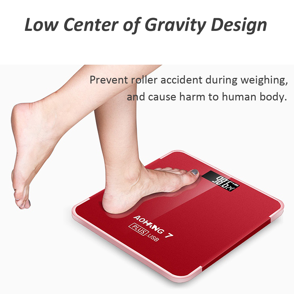 AOHANG 7 Plus USB Version 180kg LCD Electronic Digital Tempered Glass Body Weight Scale