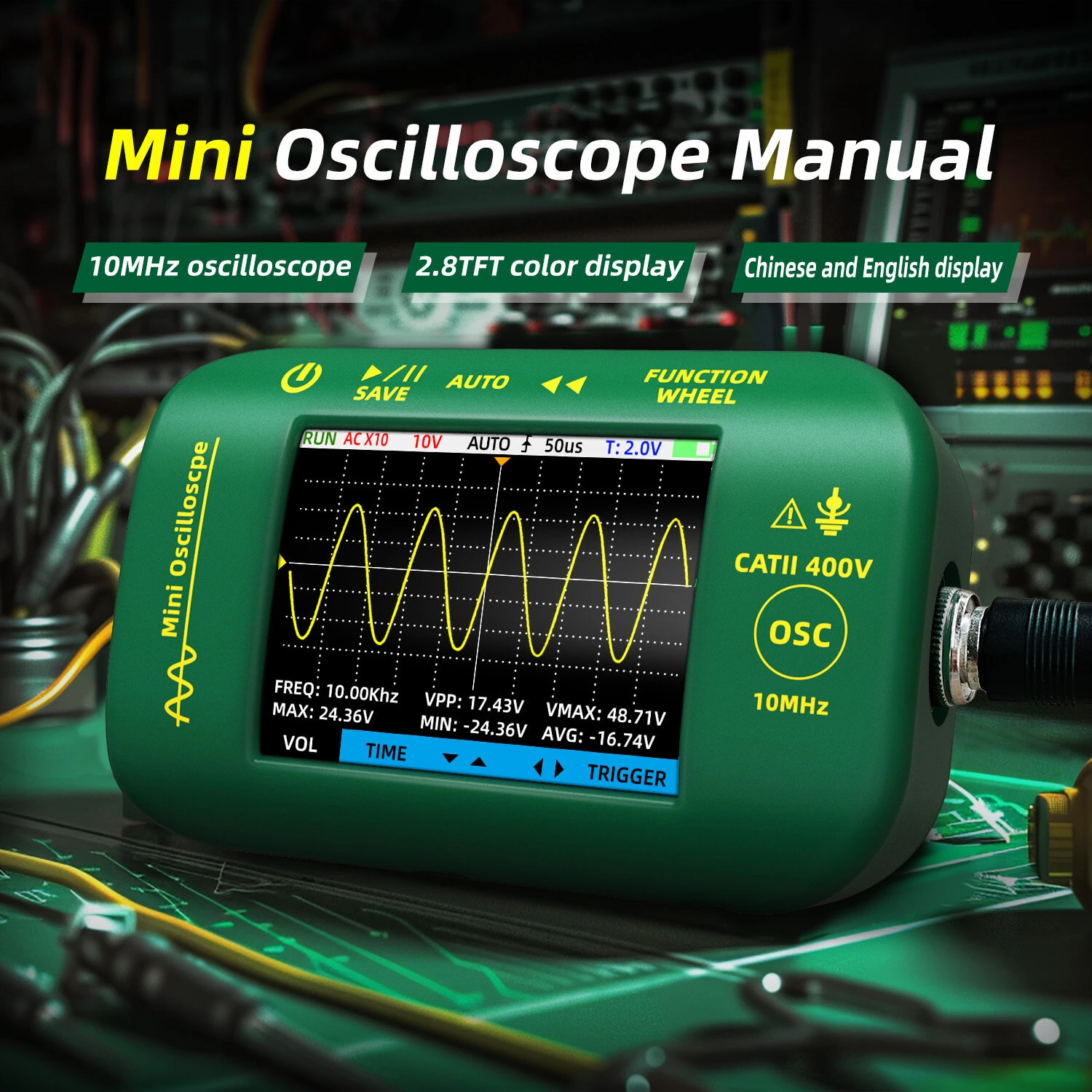 BSIDE OT2 10MHz Digital Oscilloscope - 48MSa/s 2-in-1 Signal Generator | Portable Electronics Repair Tool - Image 2