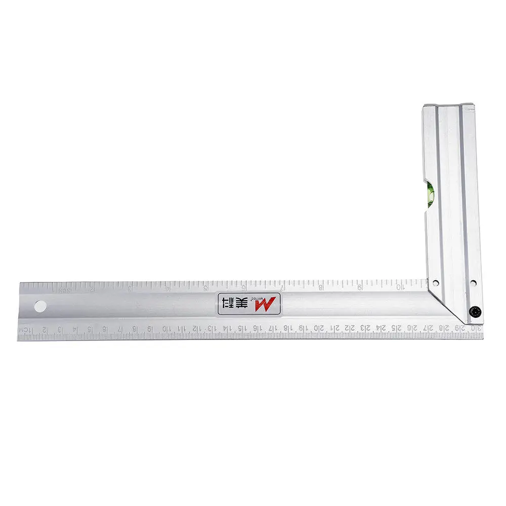 Mytec 300mm Aluminum Alloy 90 Degree Angle Ruler | Carpenter Square Protractor with Bubble Level - Image 3