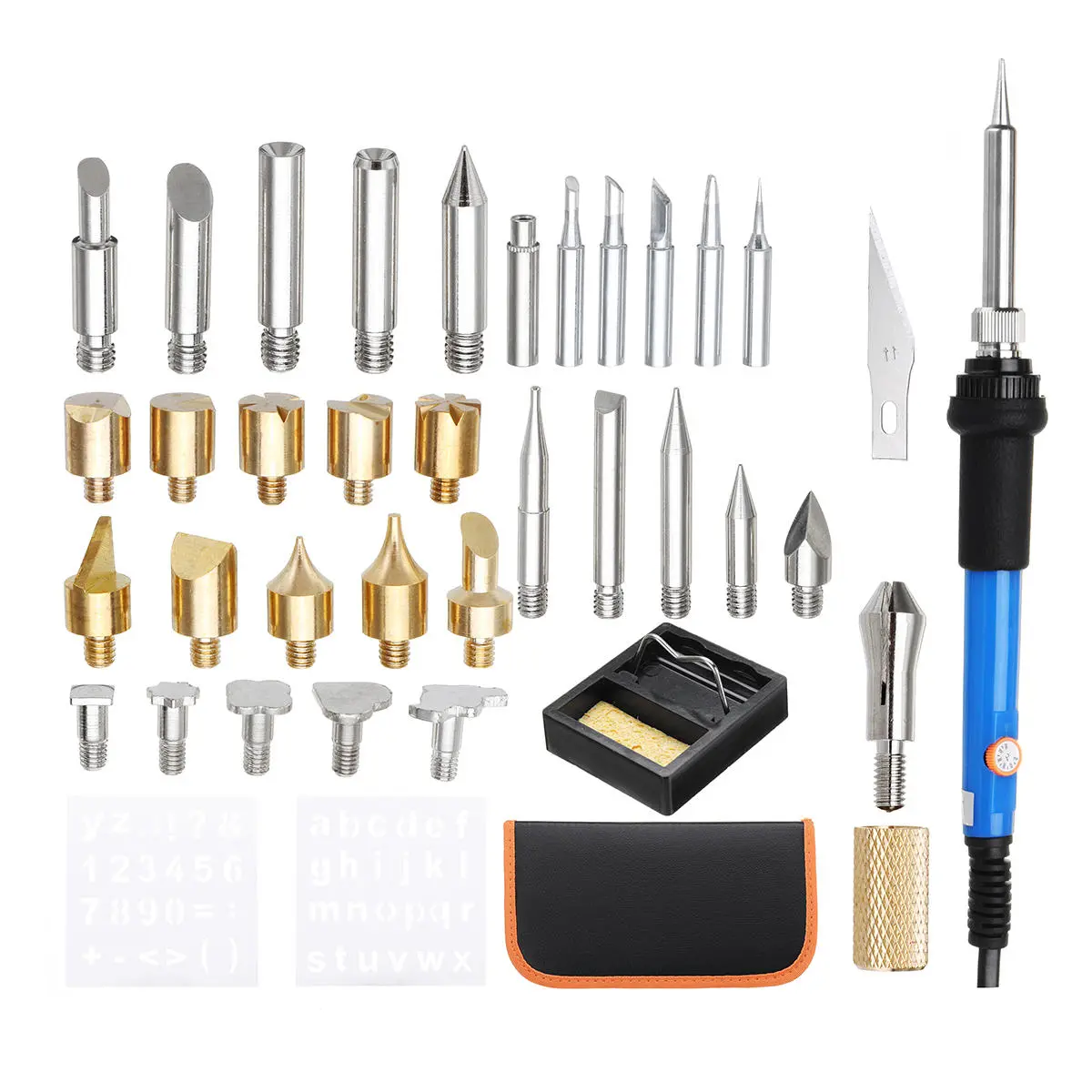 37Pcs Wood Burning Kit - Adjustable Temperature Iron Pen & Solder Tool Set - Image 2