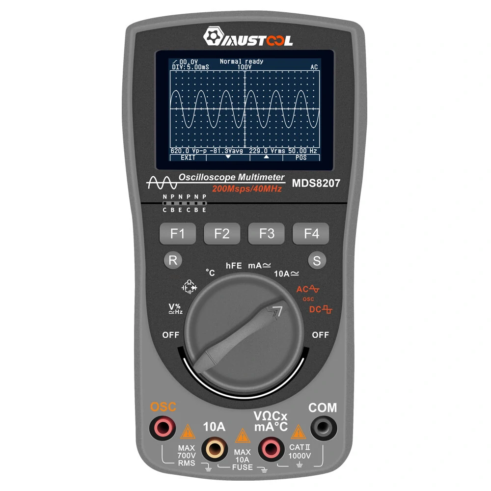 MUSTOOL MDS8207 2-in-1 Digital Oscilloscope & Multimeter - 40MHz 200Msps 6000 Counts - Image 3