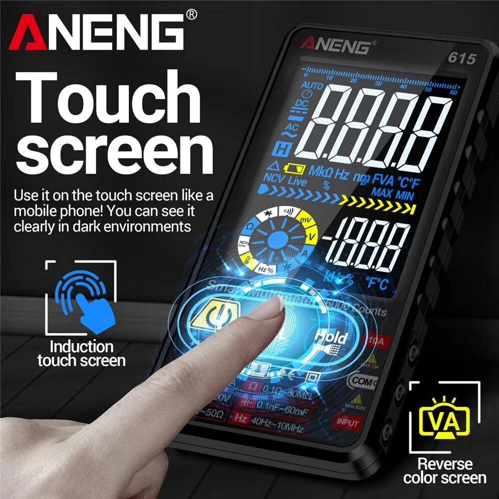 Aneng 615 Smart Multimeter | 6000 Counts, Touchscreen, Rechargeable - Image 3