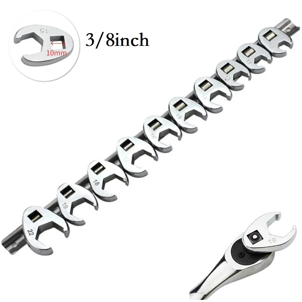 Craftsman 10PCS 3/8 Drive Crowfoot Wrench Set | 10-22mm Metric & SAE | Chrome - Image 3