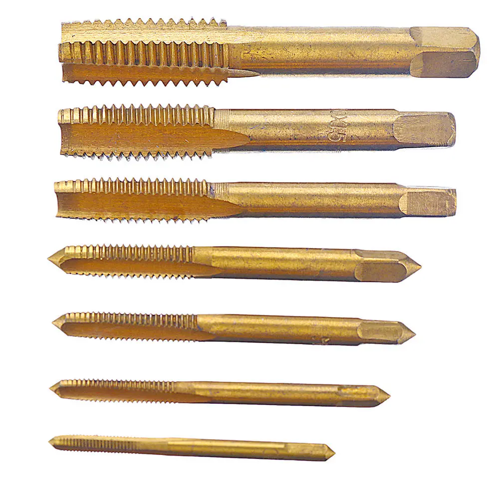 7pcs M3-M12 Machine Screw Plug Tap Set | Steel Titanium Coated | Straight Flute Hand Taps - Image 2