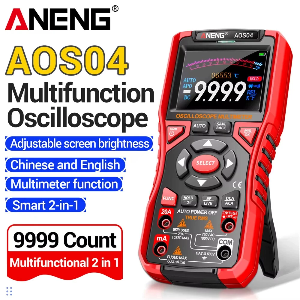 ANENG AOS04 Pro Digital Oscilloscope Multimeter | 50MS/s 10MHz | NCV USB Portable - Image 2