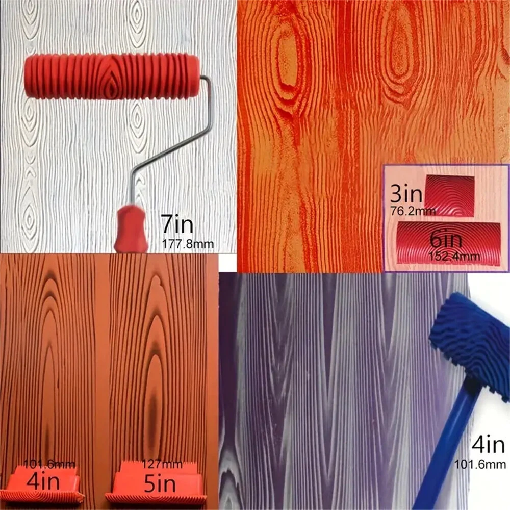 6PCS Wood Graining Tool Set - DIY Faux Wood Roller for Realistic Wall Art Decor - Image 4