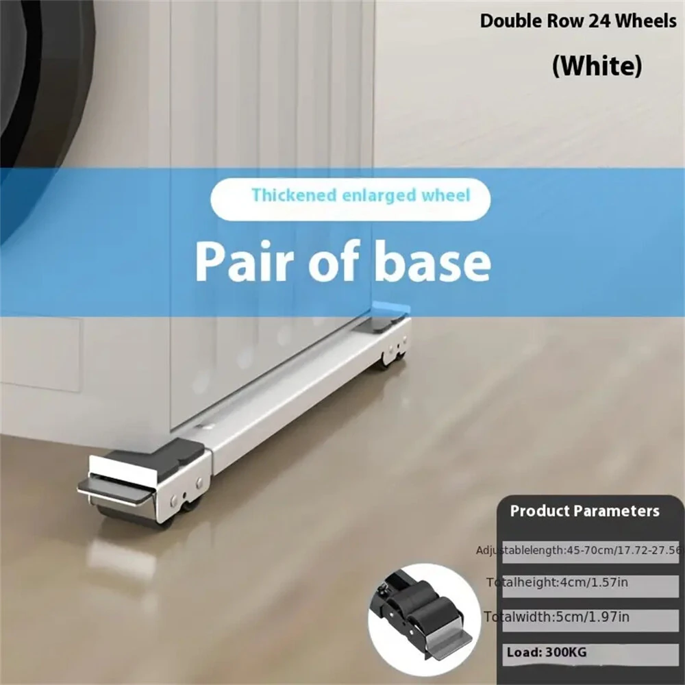Adjustable Appliance Base - 45-70cm Length, 300KG Capacity, 24 Wheels | Black/Silver - Image 4