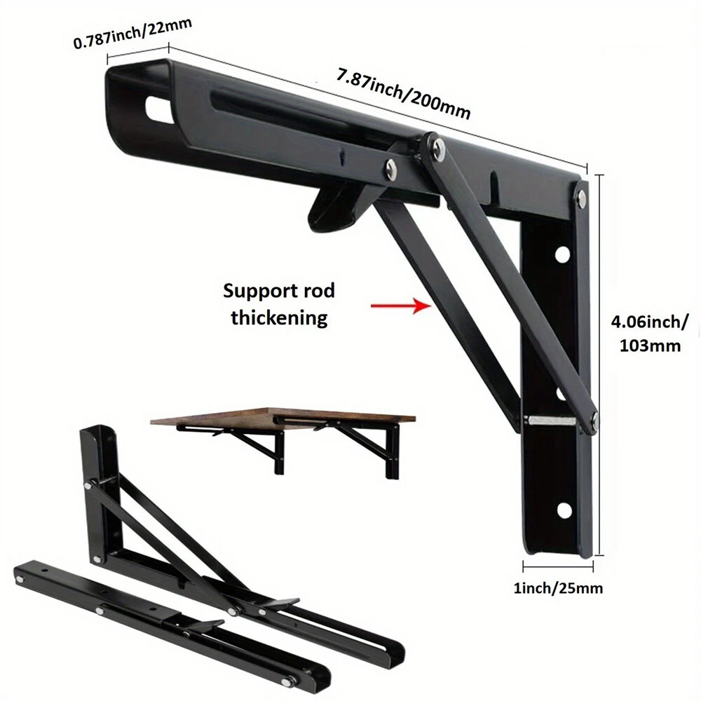 Stainless Steel Folding Shelf Brackets 8inch - Heavy Duty 90 Degree Wall Mount | Includes Screws - Image 5