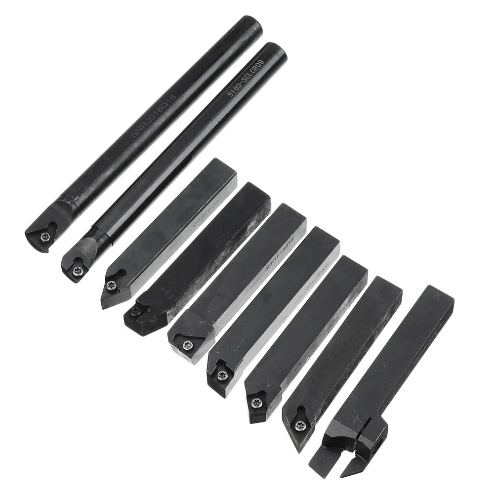 Drillpro 9pcs Lathe Boring Bar Set - 16mm Shank with Carbide Inserts - Image 2