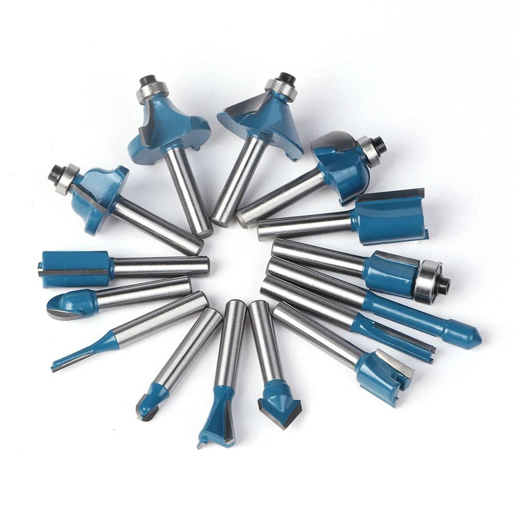 15PCS 1/4 Shank Tungsten Carbide Router Bits Set | Chamfer & Trimming Bits for CNC & Wood Engraving - Image 2