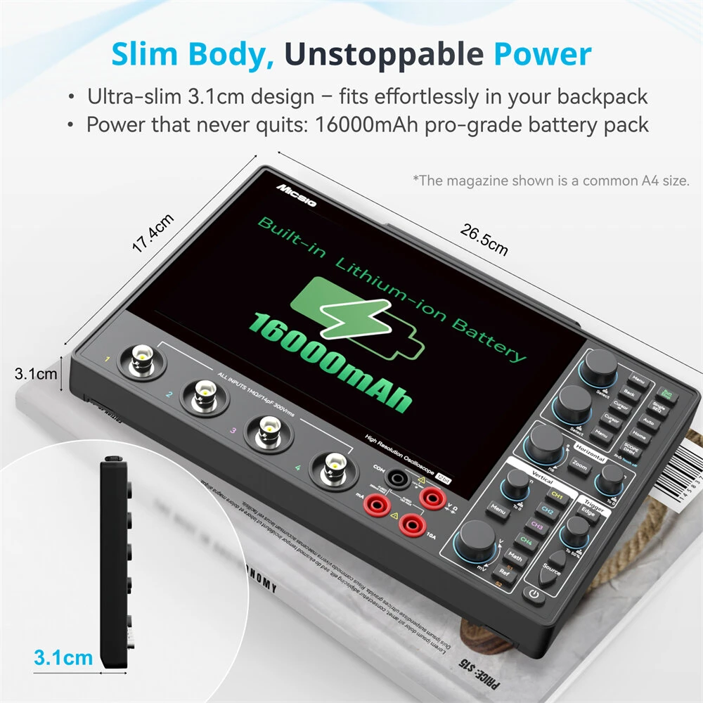 Micsig MHO14 Tablet Oscilloscope | 4 Channel 200MHz 1GSa/s | 12-bit Portable Touchscreen - Image 5