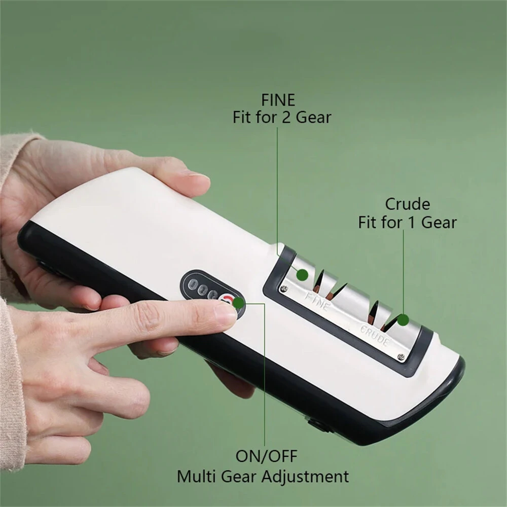 2-Stage Electric Knife Scissors Sharpener | Built-in 2000mAh Battery | Professional Kitchen Tool - Image 4