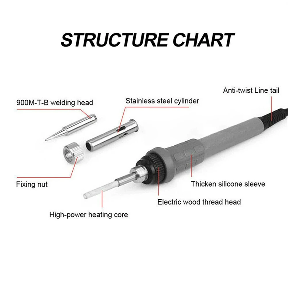 60W Adjustable Electric Soldering Iron Station - 90-480°C Temperature Control | 220V - Image 5