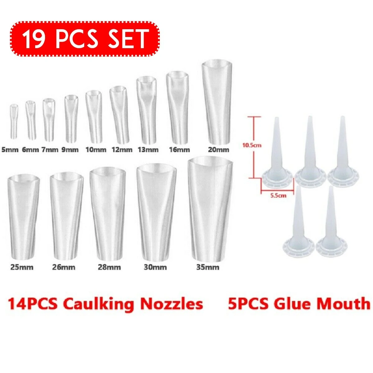 17/19 PCS Silicone Caulking Finisher Tool Set - Nozzles & Spatulas - Image 2