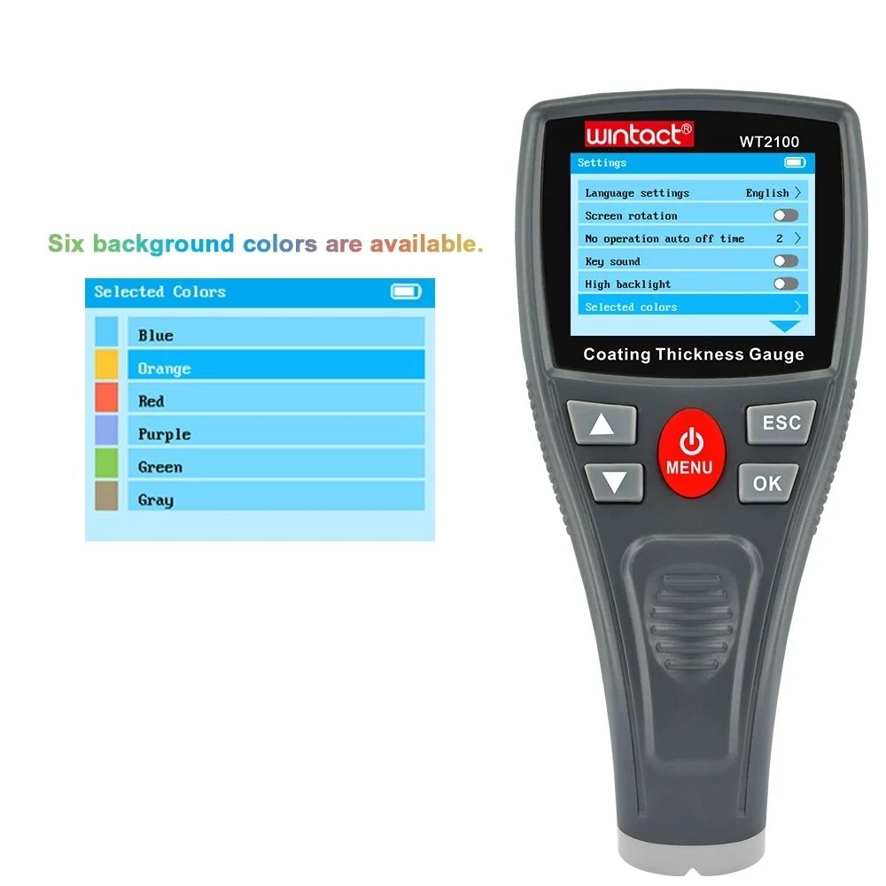 WINTACT WT2100 Digital Coating Thickness Gauge | Handheld Paint Meter with Data Logger - Image 2