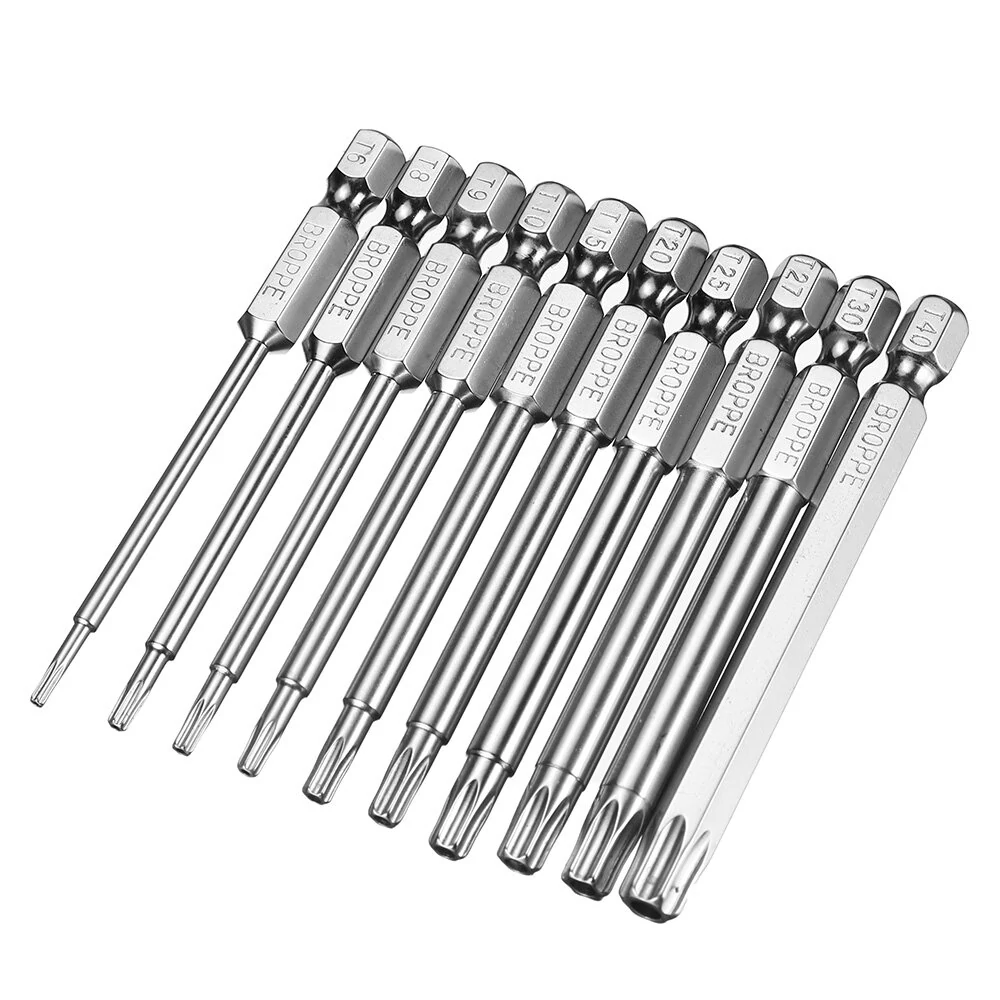 BROPPE 10Pcs T6-T40 Torx Screwdriver Bits | S2 Alloy Steel | 1/4 Inch 75mm - Image 3