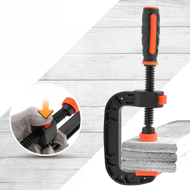 Plastic C-Shaped G-Clamp with Quick Button Chuck - Heavy Duty Woodworking & Carpentry Hand Tool - Image 3