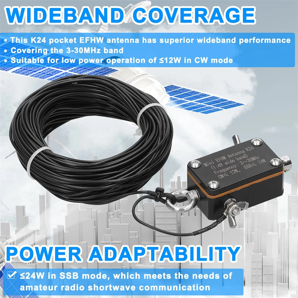 K24 Pocket EFHW Antenna - 3-30MHz Shortwave Wideband End-fed Halfwave with Bag - Image 4