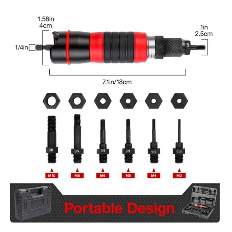 3/8 Rivet Nut Drill Adapter Kit - Professional Nut Gun Tool with Rubber Coating - Image 4