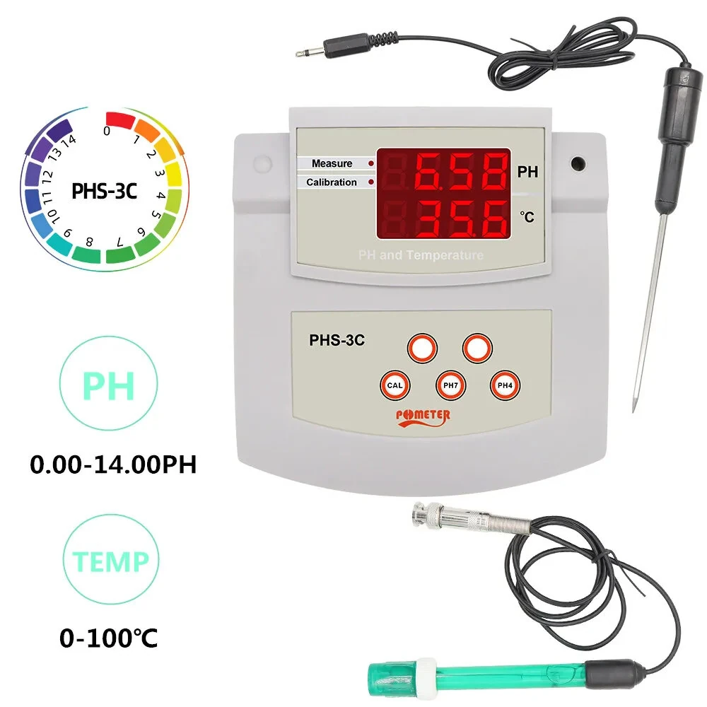 PHS-3C PH Meter | 2-in-1 PH & Temp Tester | 0-14 PH Range Automatic Calibration - Image 3