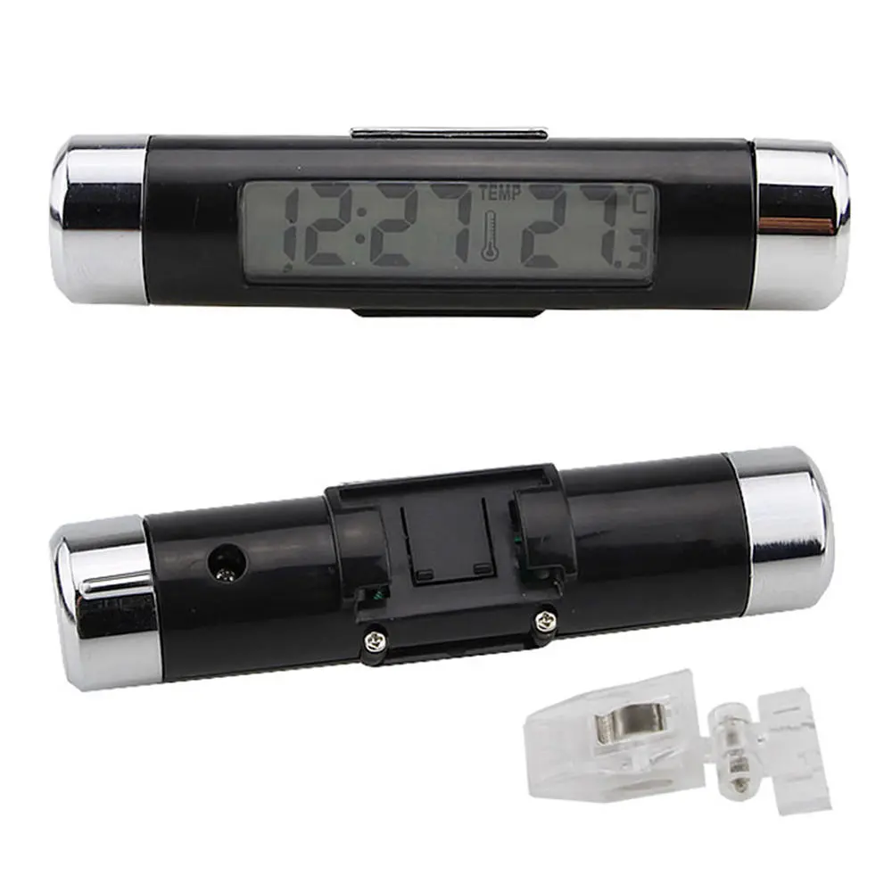 High 2 in 1 Digital LCD Hygrometer Thermometer | Car Vent Clock with Blue Backlight - Image 2