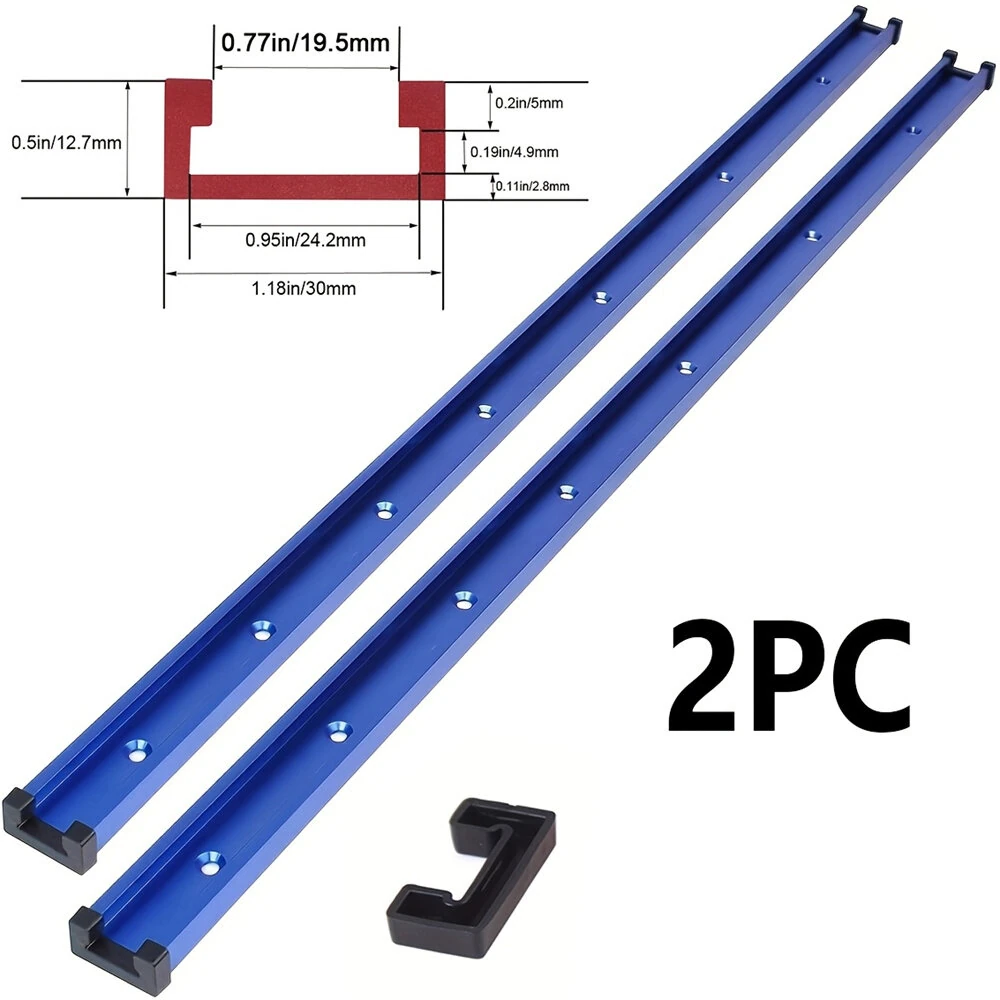 800mm Universal 3/4 T-Track - 2 Pack with Predrilled Holes for Woodworking Jigs - Image 2