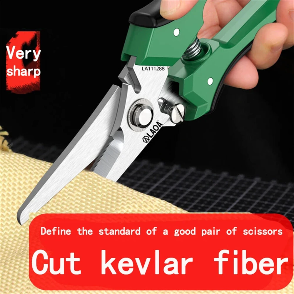 Multifunctional Serrated Electrician's Scissors - 200mm Stainless Steel - ABS Handles & Spring - Image 3