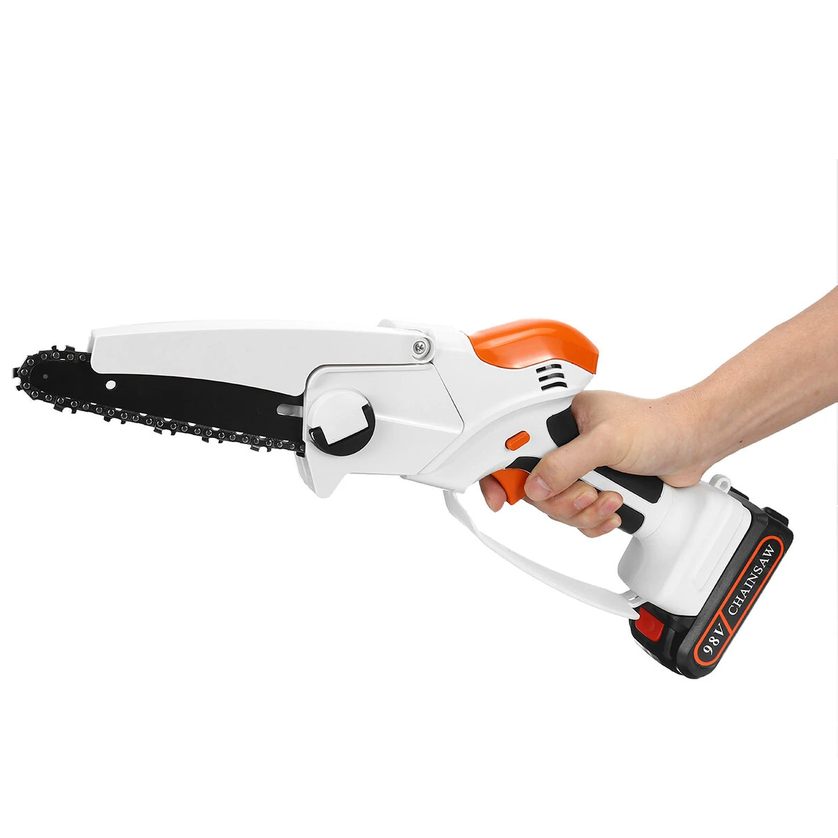 98VF Cordless Electric Chain Saw - 6 Inch Rechargeable Wood Cutter w/ Battery - Image 3