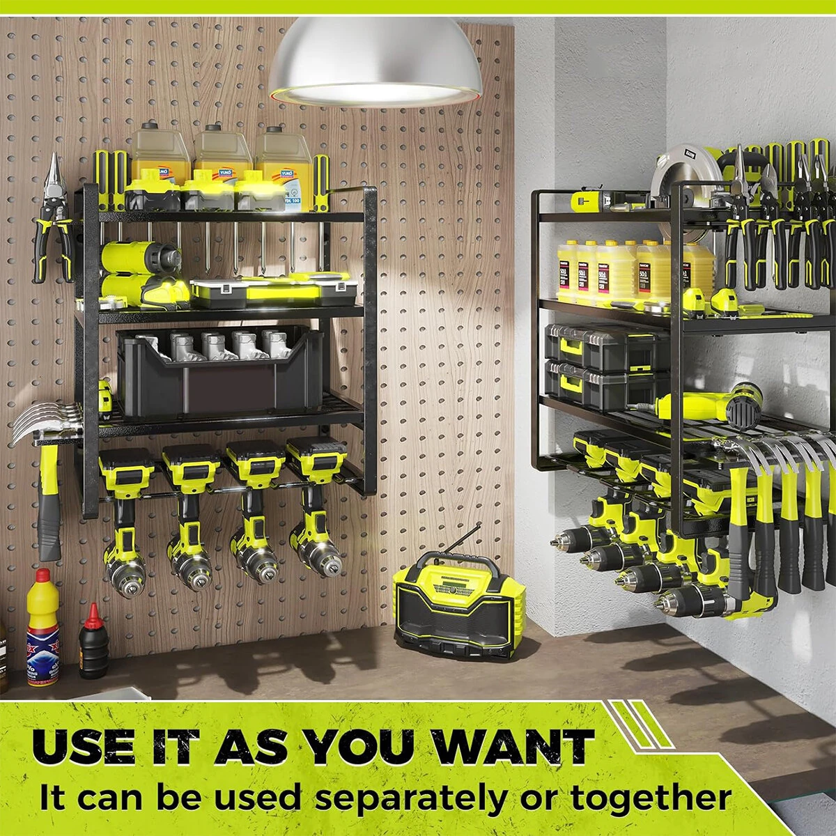 4 Layer Heavy Duty Iron Tool Rack | Wall Mount Organizer & Charging Station | Garage Workshop - Image 4