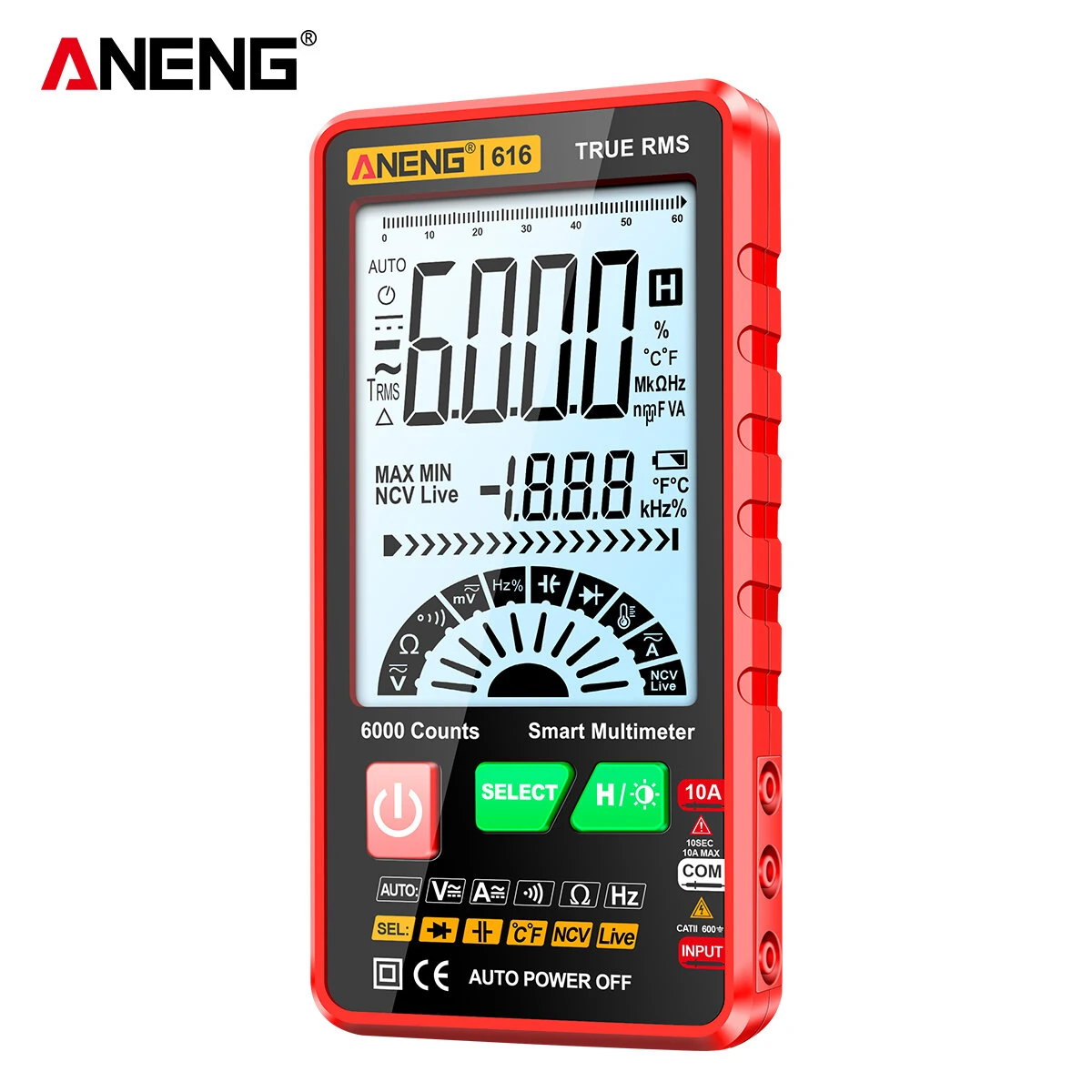ANENG 616 Digital Multimeter - 6000 Counts Large Backlit Screen | AC DC Voltage Current Tester - Image 5