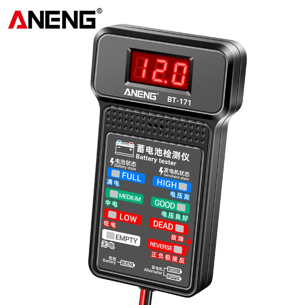 ANENG BT-171 12V Battery Tester - LCD Digital Analyzer for Car Charging & Cranking System - Image 3