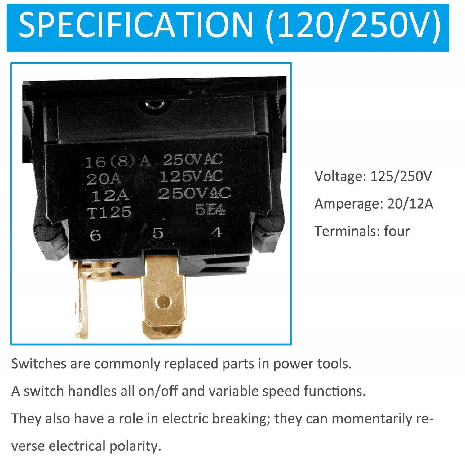 Ryobi Craftsman Table Saw Paddle Switch Replacement - 125V Safety Key & Emergency Stop - Image 4