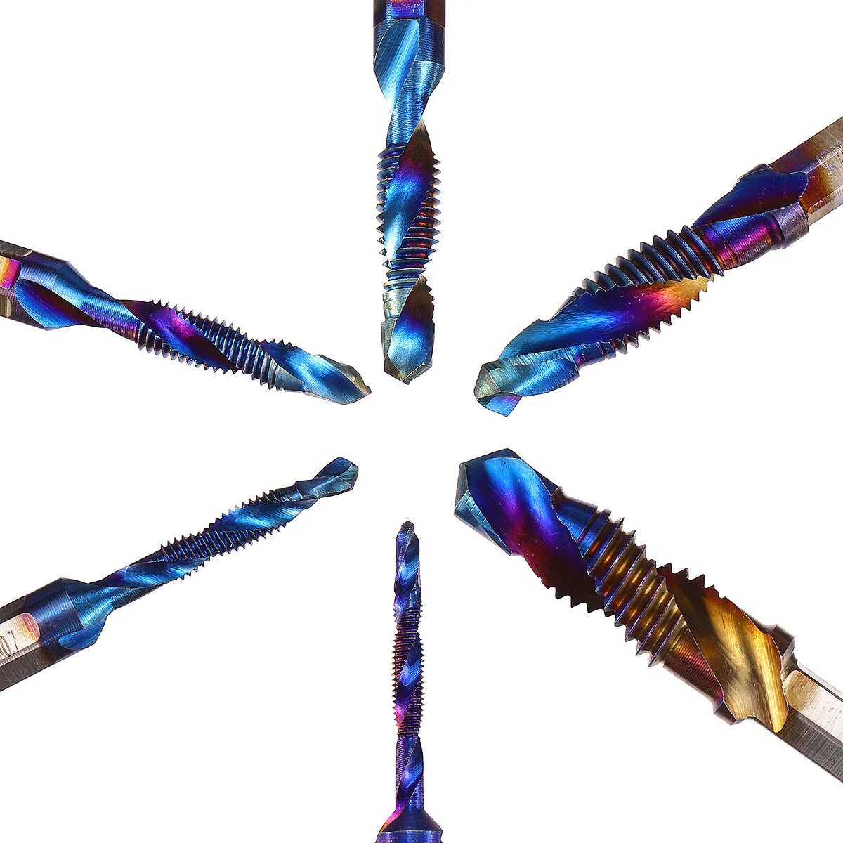 6pcs M3-M10 Blue Coated Drill Tap Bit Set | Hex Shank Deburr Countersink Bits - Image 5