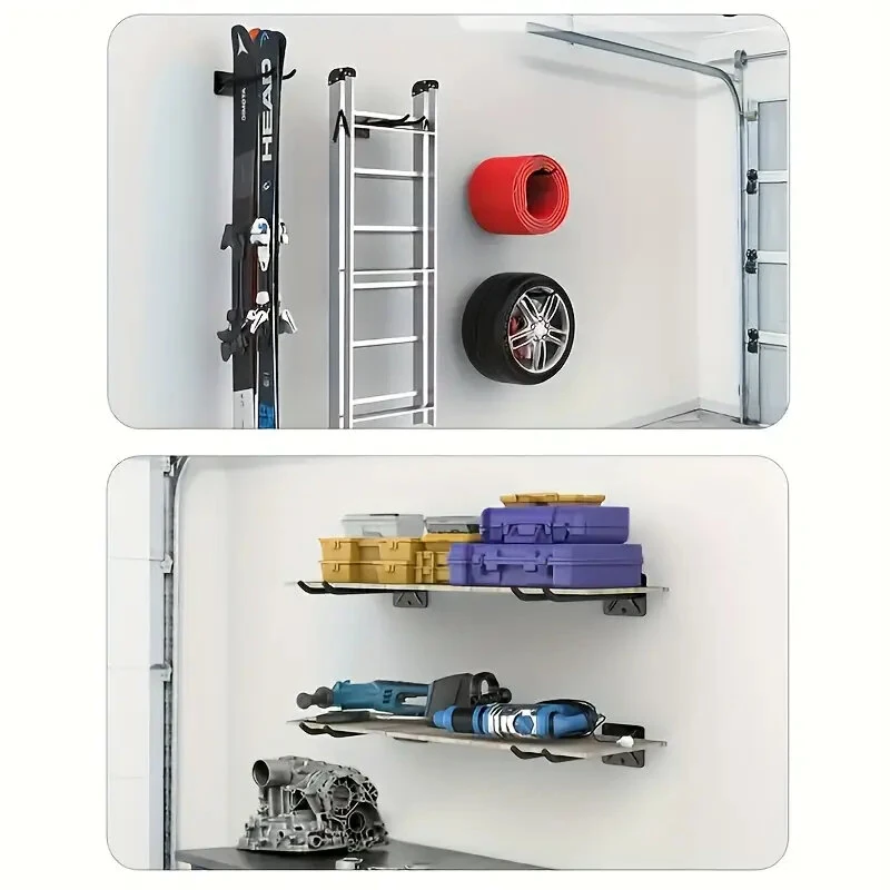 Heavy Duty Iron Wall Mounted Tool Rack - 40lb Capacity Compact Organizer for Garage Workshop - Image 3