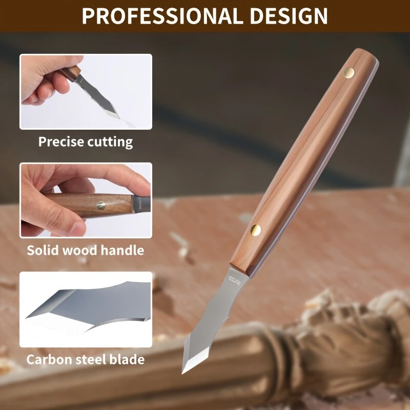 Long Neck Marking Knife - 60° Carbon Steel Blade & Wood Handle | Woodworking Tool - Image 3