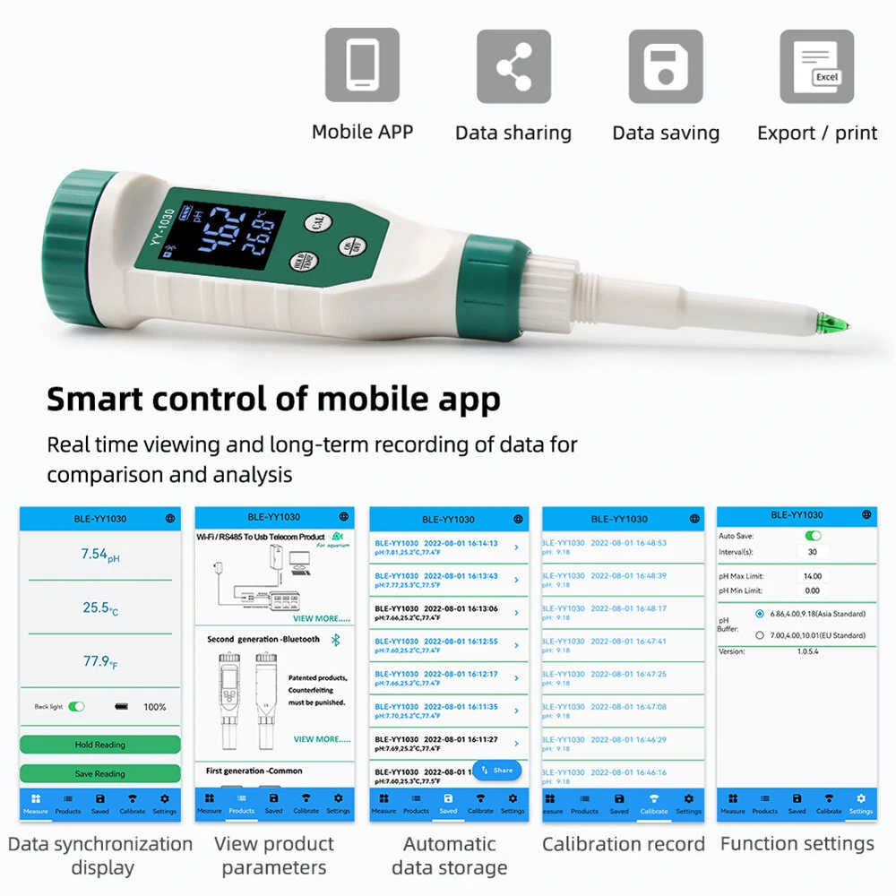 ZN-YY1030 Bluetooth pH Meter | High Precision for Skin, Dough & Water | Auto Temp Compensation - Image 2