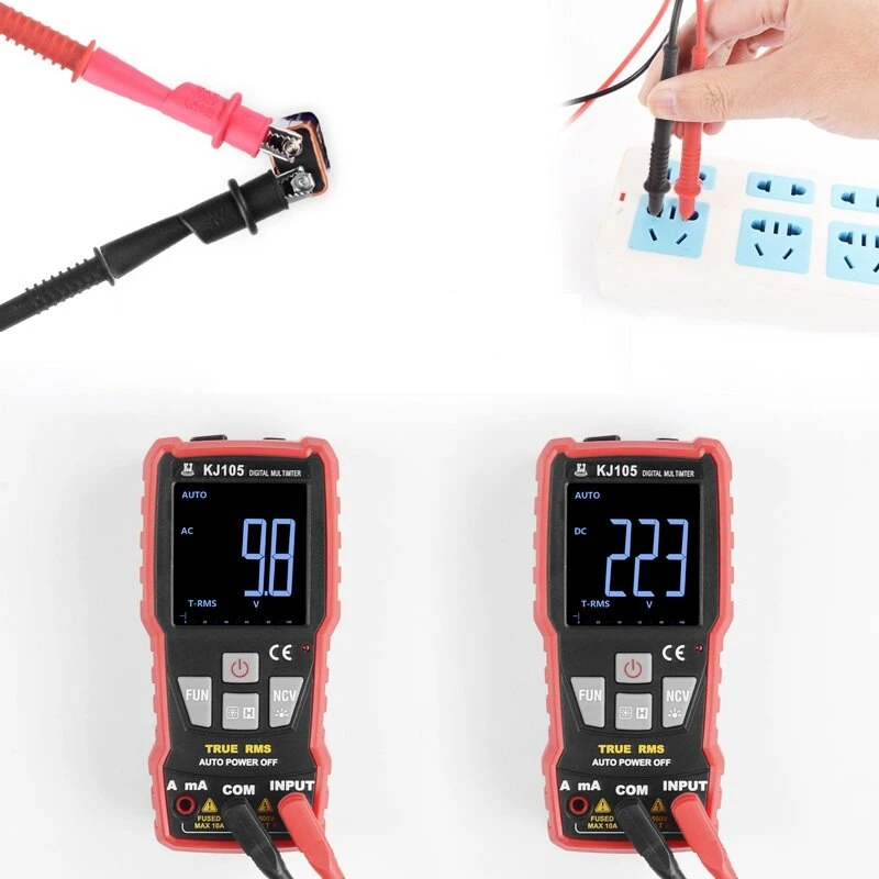 KJ105 Digital Multimeter - 6000 Counts AC DC Voltage Tester with Test Leads - Image 3