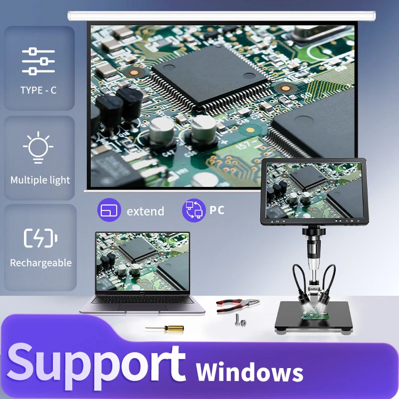 Mustool DM13 Digital Microscope 1500X | 10.1 Inch Screen 1080P Video | 8 LED Lights & Type-C - Image 5