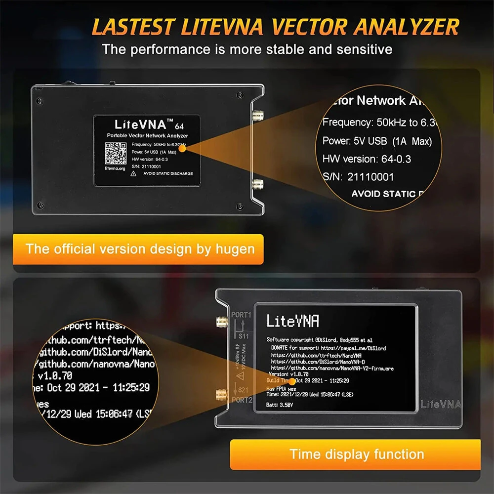 LiteVNA NanoVNA 64 | 50kHz-6.3GHz Vector Network Analyzer | 4 Screen & MicroSD - Image 3
