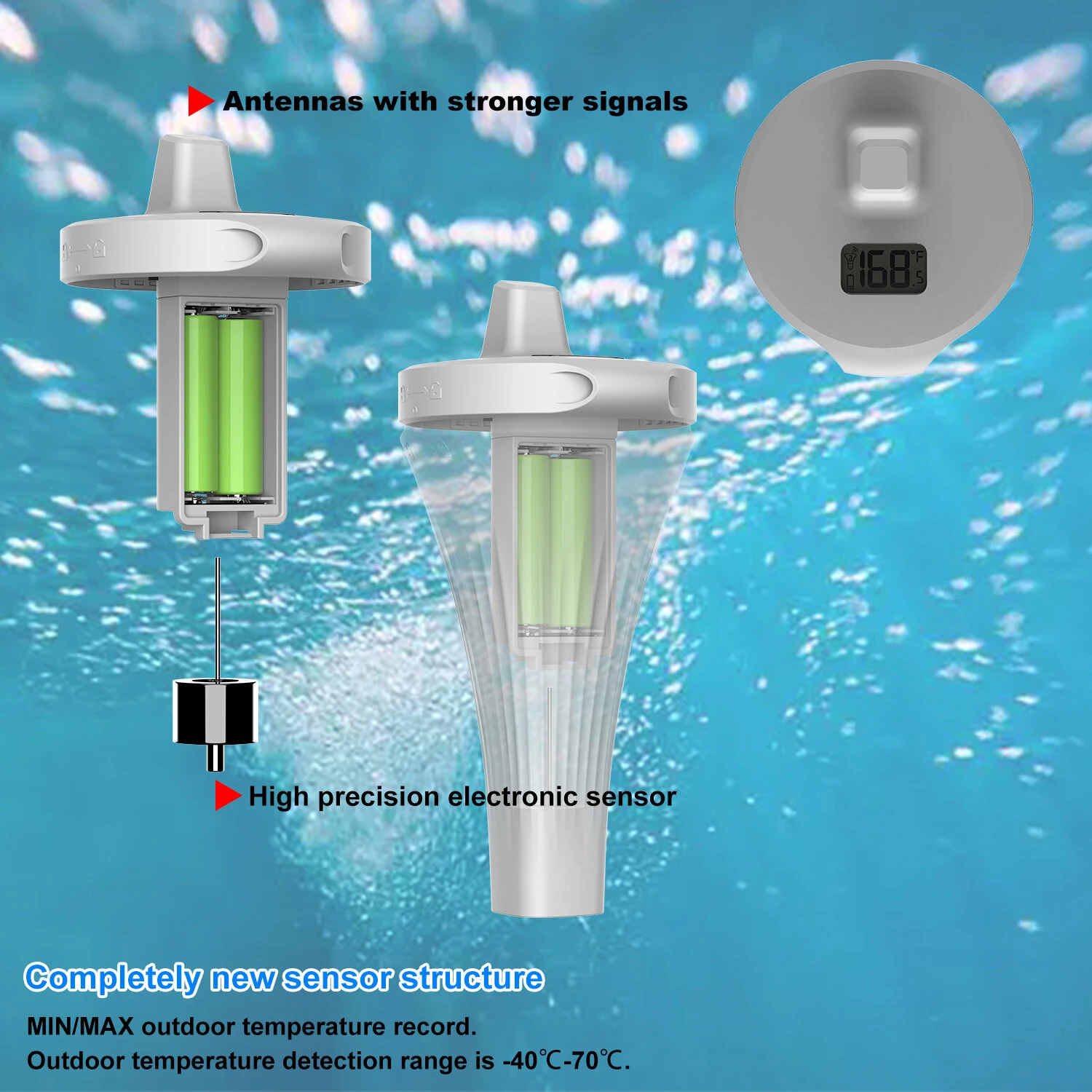 MK8007A Wireless Pool Thermometer - Floating Sensor with LCD Display | Indoor Outdoor Water Temperature Monitor - Image 5