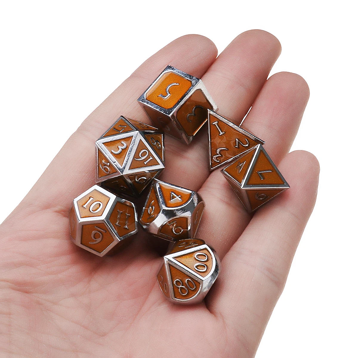 Copper Antique Metal Polyhedral Dice Set - 7Pcs with Bag for D&D - Image 4