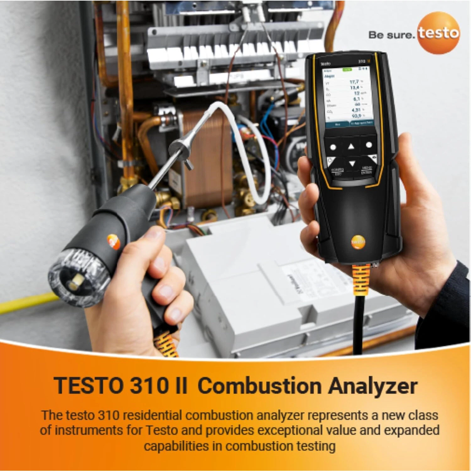 Testo 310 II Combustion Analyzer | Flue Gas, Temperature & Pressure Tester | HVAC Gas Leak Detector with Smart App - Image 2