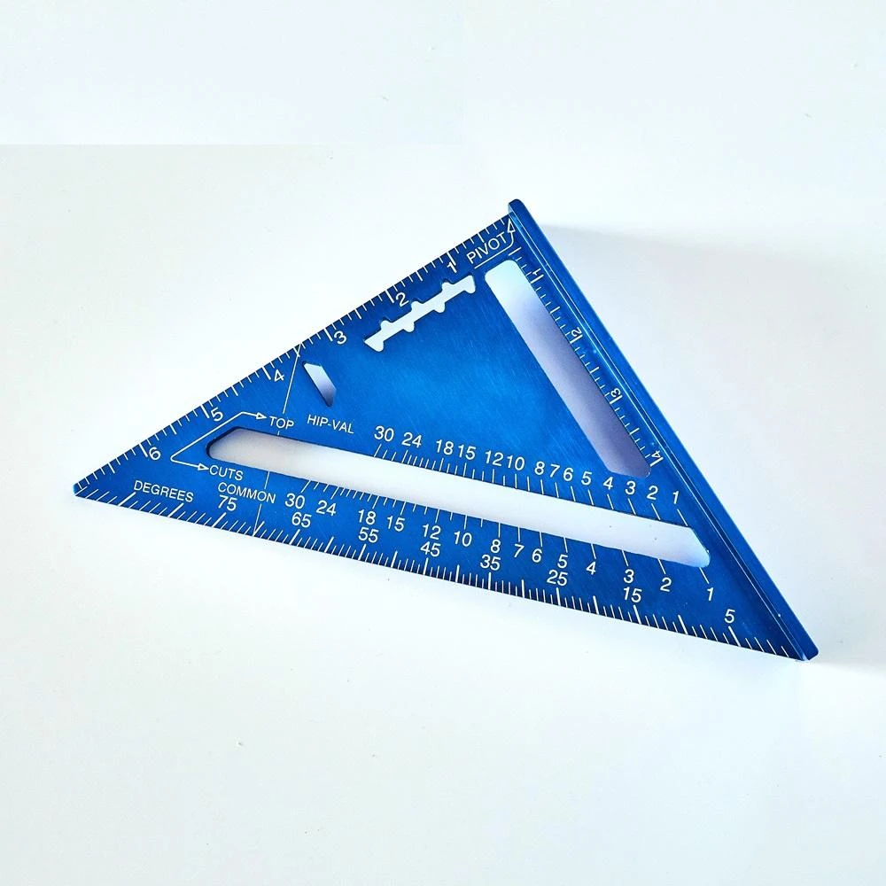 Swanson Tool Co 7 Blue Aluminum Metric Triangle Ruler - Angle Protractor - Image 2
