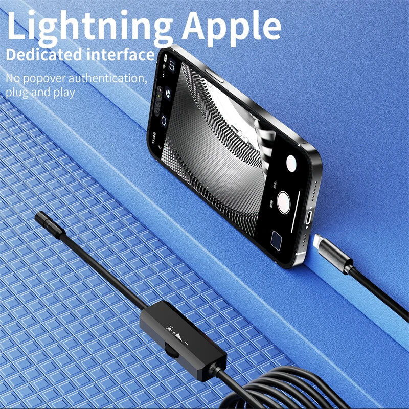 IOS Soft Line Endoscope Camera for iPhone - 8mm IP68 Waterproof Borescope | 8 LEDs - Image 4