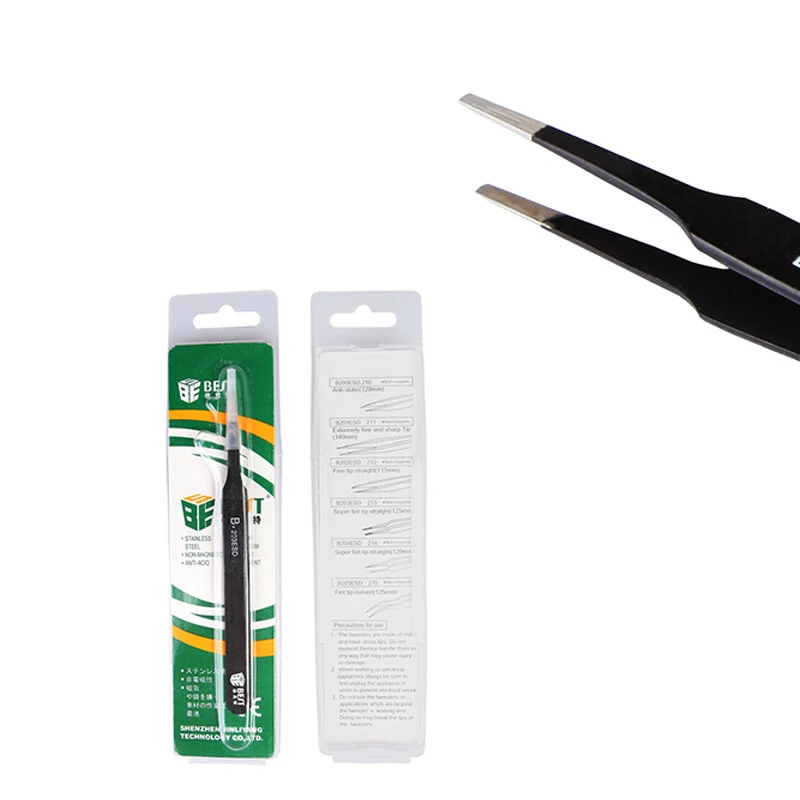 BEST 203esd Anti-static Tweezers - Flat-head Clip, Acid-resistant & Toughened - Image 5