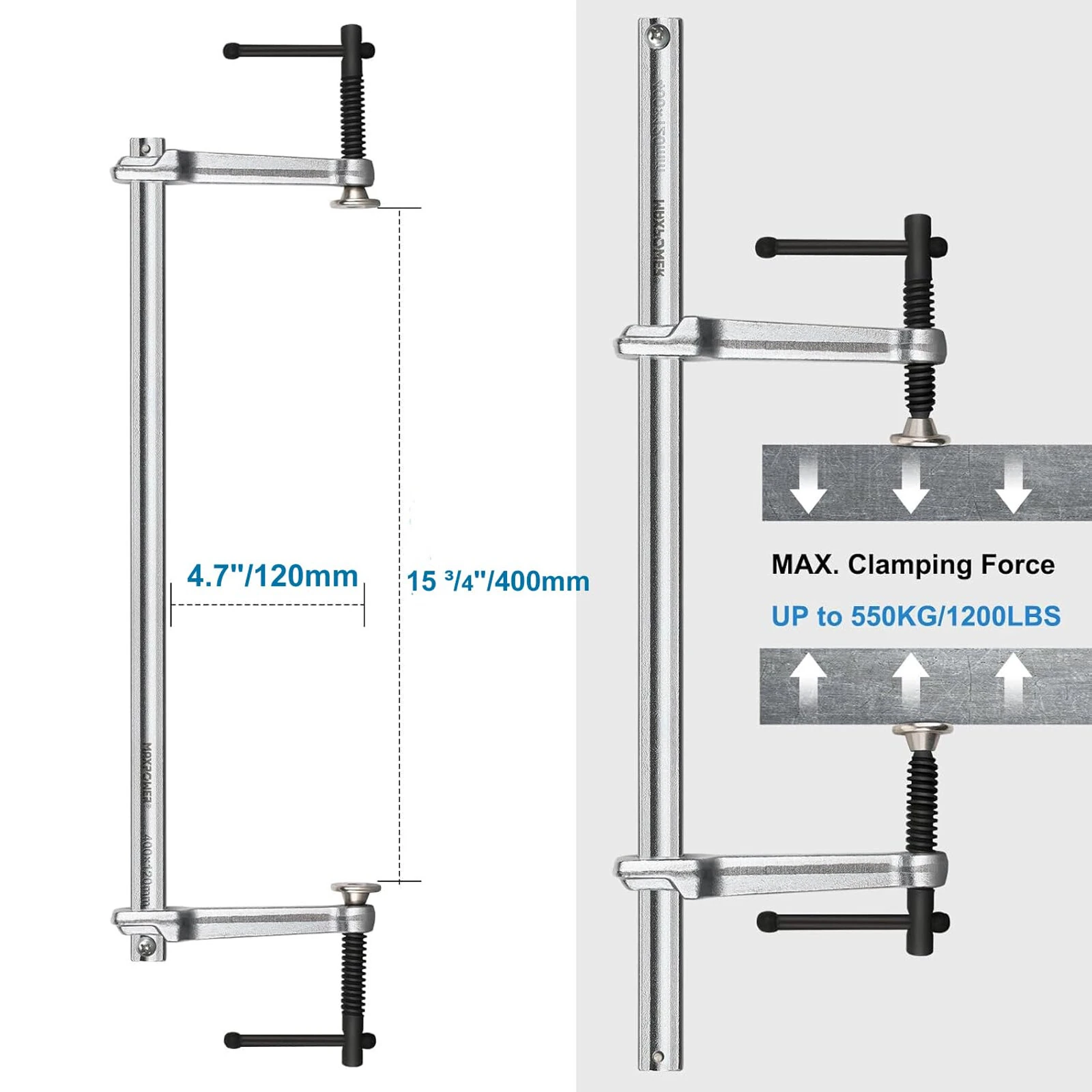 F Clamp 300x80mm 1200lb Heavy Duty | Double Force Welding Bar Clamp for Metalworking Woodworking - Image 3