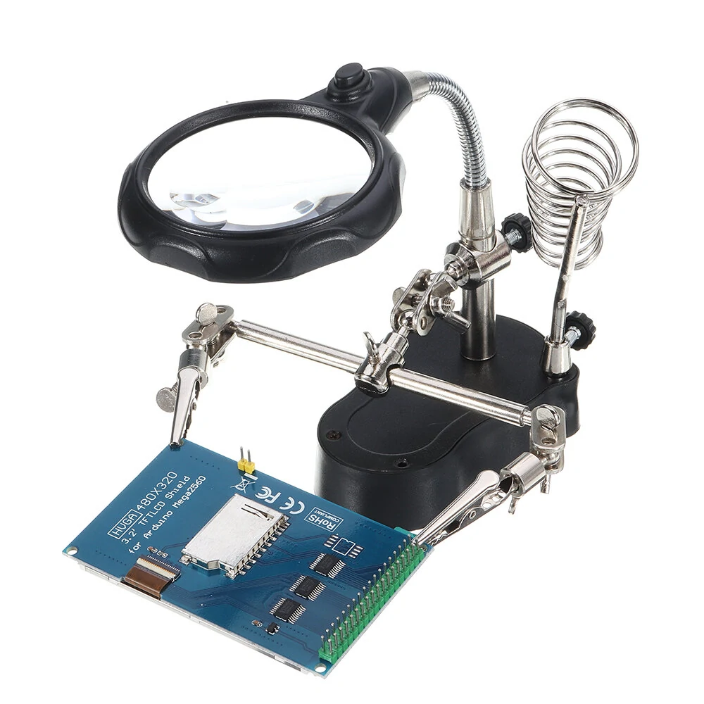 LED Soldering Iron Stand with Helping Hands & Magnifying Glass | Third Hand Tool - Image 5