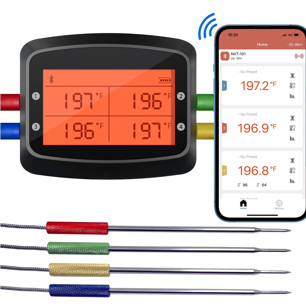 Wireless Bluetooth BBQ Thermometer with 4 Probes | High Accuracy & Alarm System - Image 3