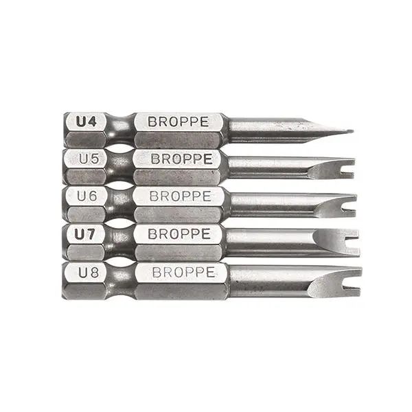 Broppe 5pcs 50mm 1/4 Inch Hex Shank U-Shape Screwdriver Bits - Magnetic - Image 4